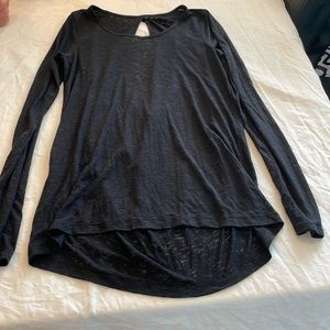 lululemon long sleeved burnout open back top black 8
